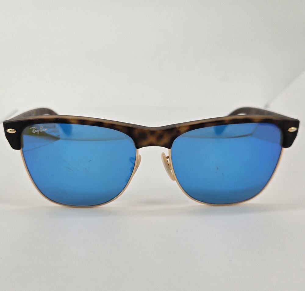 Ray Ban RB4175 Clubmaster Oversized Tortoise Shell Flash Blue Sunglasses ***Read